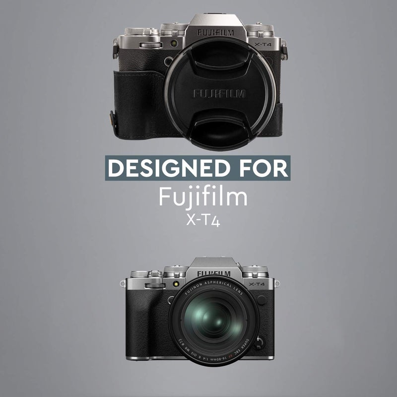 MegaGear MG1923 Ever Ready Genuine Leather Camera Half Case Compatible with Fujifilm X-T4 - Black - Image 5